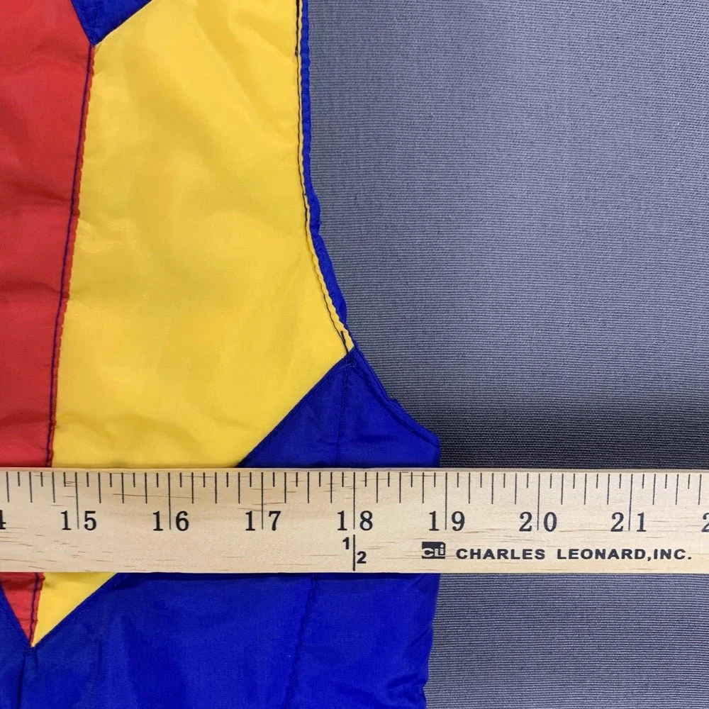 Vintage Competitive Edge Vest Children Medium Blue Colorblock Puffer Zip Ski 80s